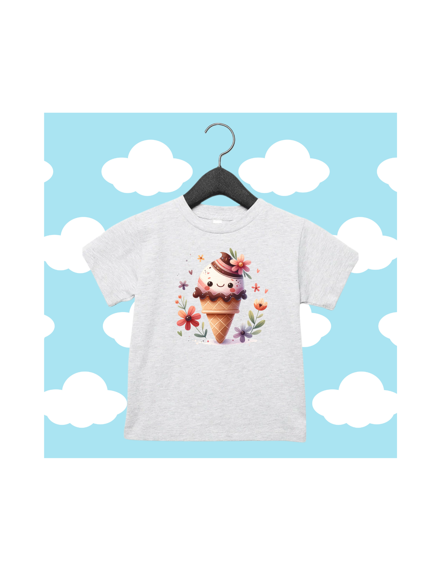 TODDLER FLOWERED ICE CREAM T-SHIRT